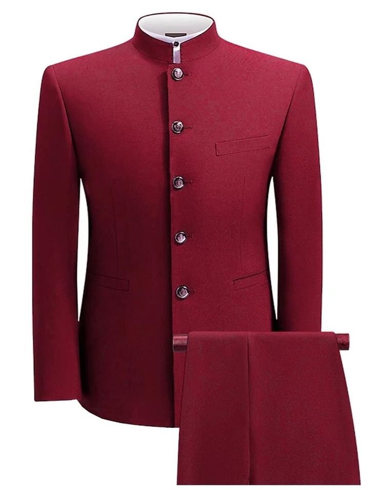Single-Breasted Mandarin Collar Suit