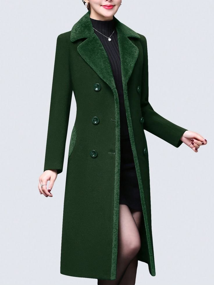 Double-Breasted Notched Lapel Overcoat