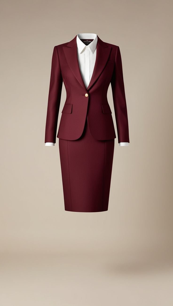 Maroon suit with skirt