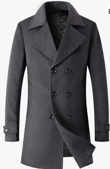Double-Breasted Overcoat with Broad Peak Lapel