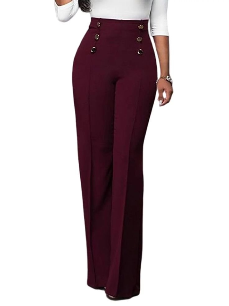 High Waist Show-Button Palazzo