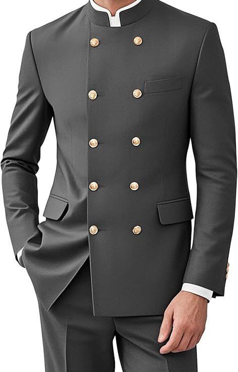 Double-Breasted Mandarin Collar