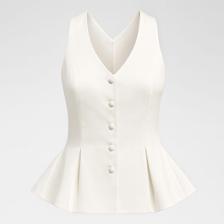 Peplum Hem Vest with Buttons